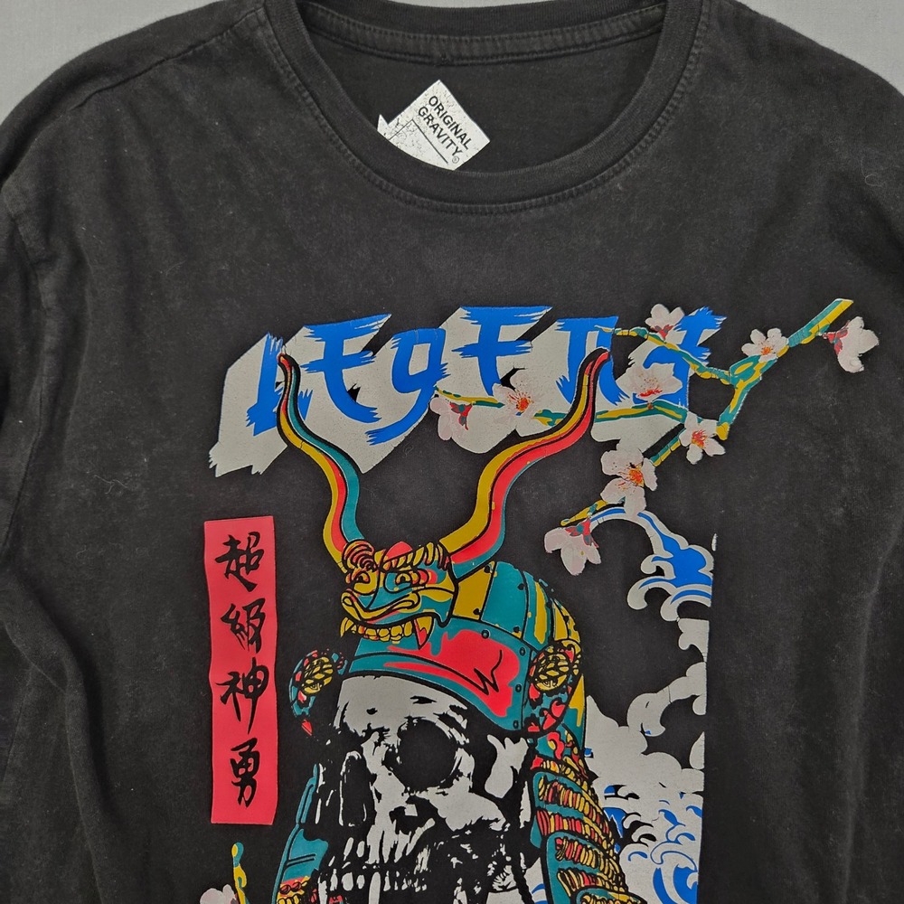 Original Gravity Mens S Samurai Skull Shirt Y2K Japanese Goth Grunge Streetwear